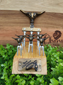 KIT PETISCO PARA CHURRASCO, 6 GARFINHOS + TRIDENTE